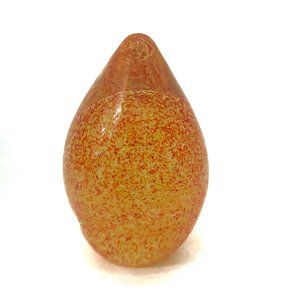 Vintage Glass Red Orange Speckled Paperweight